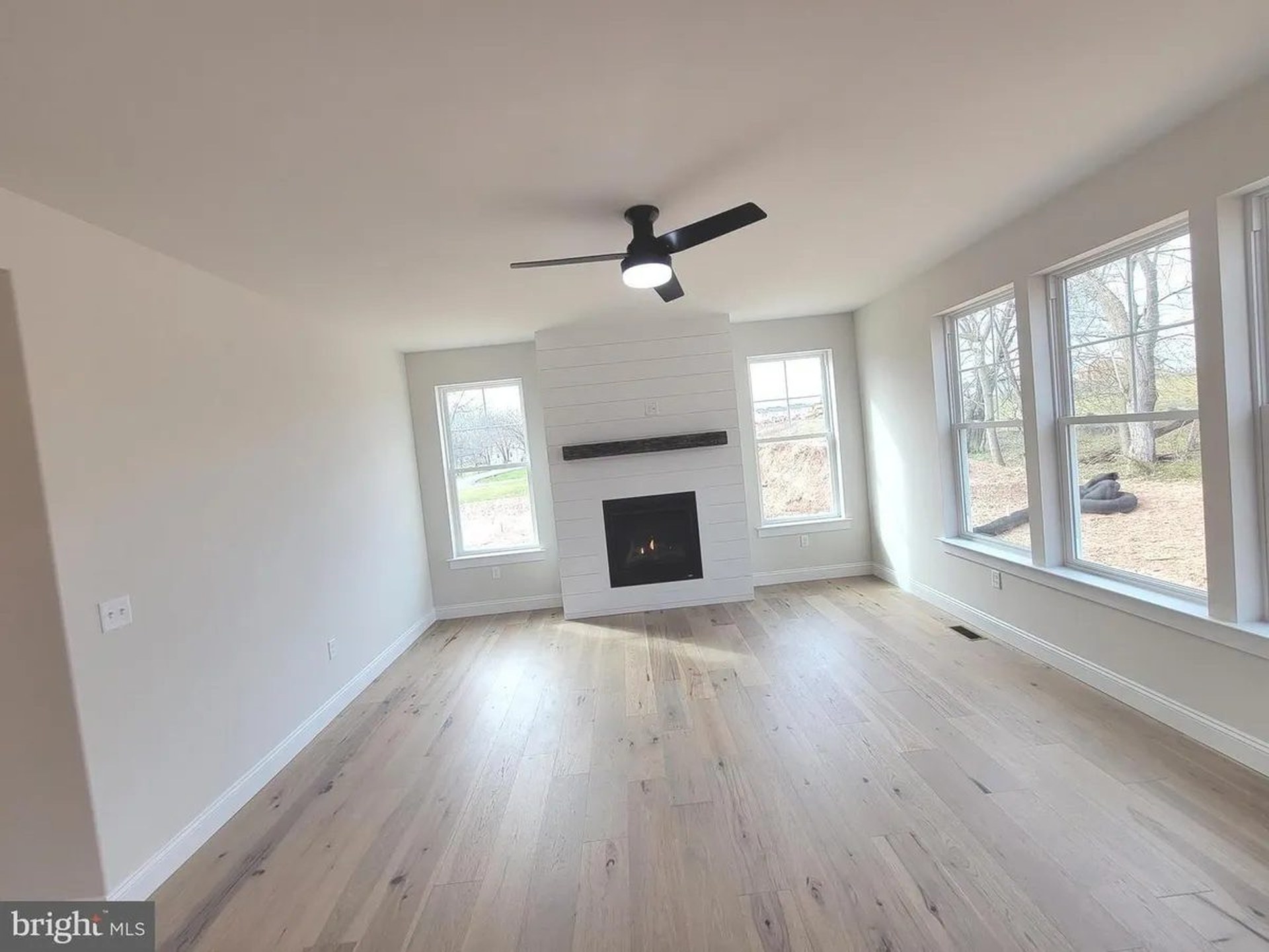 Zimrick interior — living room with fireplace